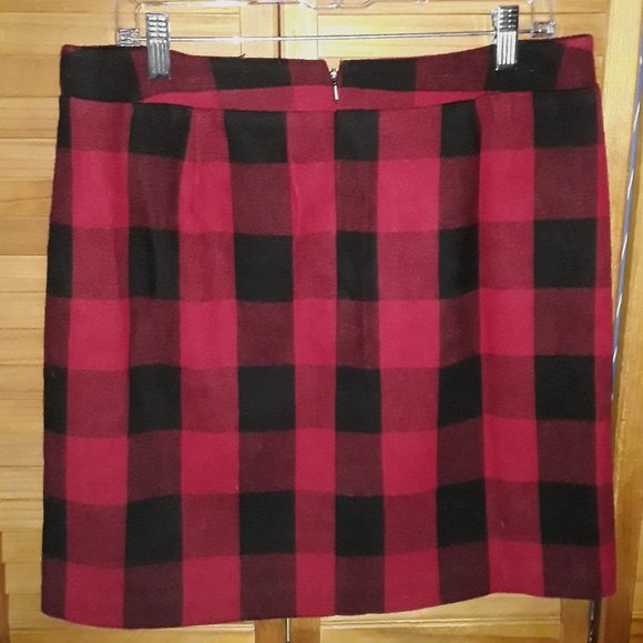 Bob Timberlake SZ 10 Red Plaid Wool BlMini Skirt Zipper Pockets Band Waist Lined - Picture 2 of 7